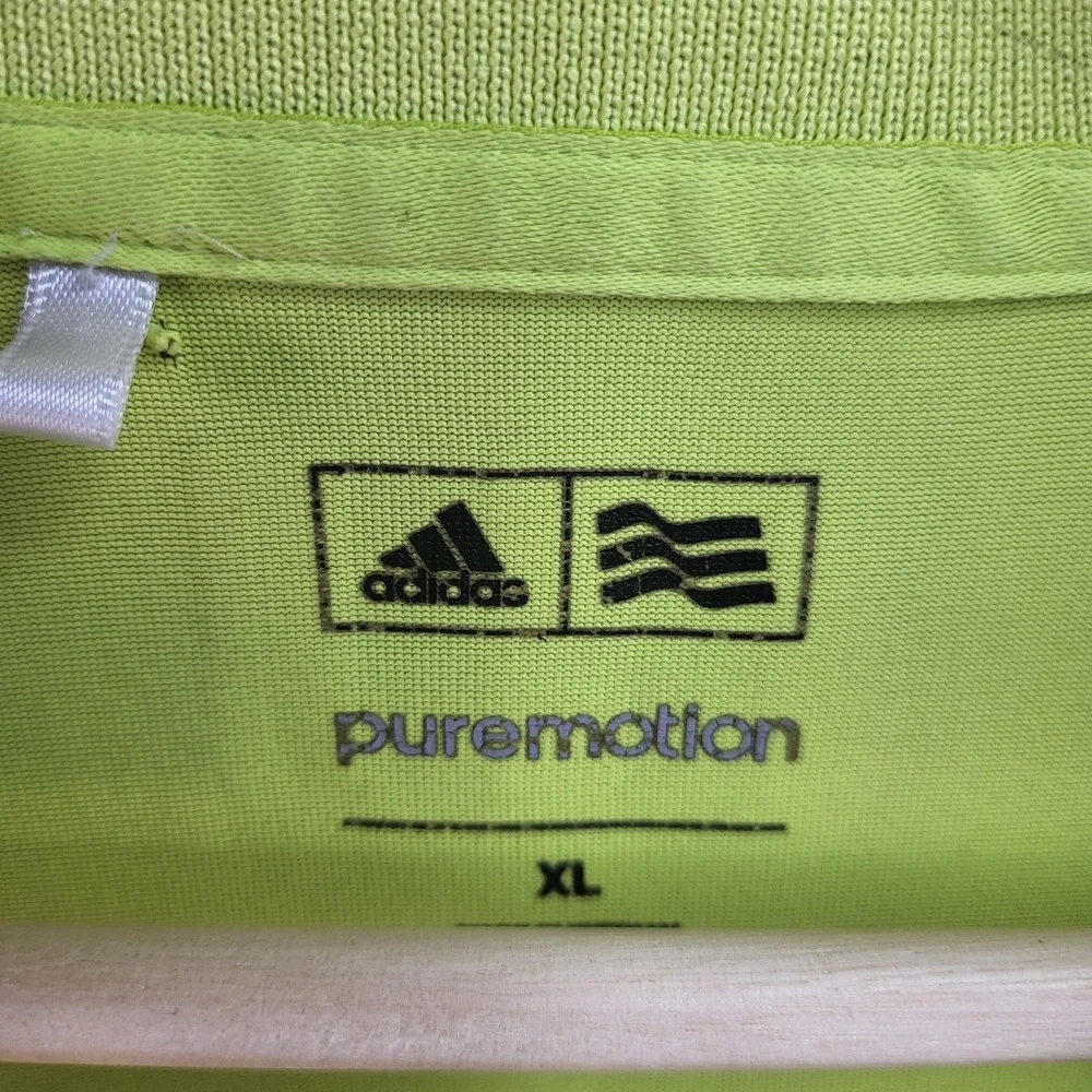 Adidas Polo Shirt Mens XL Lime Green Puremotion Golf‎ Performance 3-Stripes